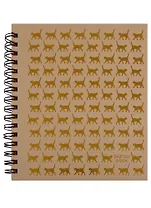 Скетчбук A6+ 130*150 80л "Кошки",крафт бумага, нелинов., 100г/м2, тв.обложка крафт тисн. фольгой под зол., широкая евроспираль, Listoff