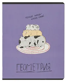 Тетрадь предметная «Любознательные коты. Геометрия» 48 листов в клетку, со справочными материалами - Феникс+