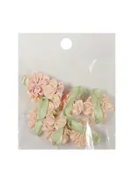 Пришивные розочки с листиками 3 см. персиковые (7шт)(пакет) (11-01031-1-3)