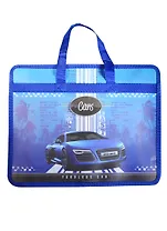 Папка для тетрадей А4 (34*25) с ручками 1отд., "Синий автомобиль",  Феникс