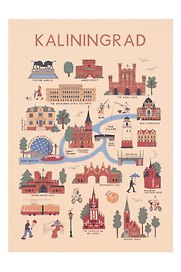 Открытка одинарная "Туристическая карта Калининграда"