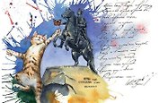 Открытка 10*15 СПб Коты Медный всадник