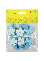 Набор прищепок, 6 шт, в пакете с хедером, цветочки в полоску, горошек и бабочки (11-06943-16)
