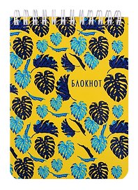 Блокнот А6 120л кл. "ЛИСТЬЯ" гребень, сплошн.УФ-лак