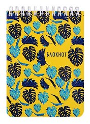 Блокнот А6 120л кл. "ЛИСТЬЯ" гребень, сплошн.УФ-лак