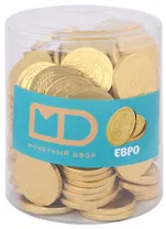 Монеты шоколадные в банке 1 Евро (6гр)