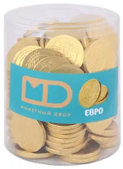 Монеты шоколадные в банке 1 Евро (6гр)