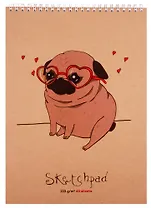 Скетчбук А4 40л "Милый щенок", 120г/м2, обложка крафт картон, евроспираль