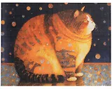 Алмазная мозаика (классическая) с подрамником, с полным заполнением "Круглый котик", 30 х 40 см