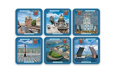 Набор подставок под горячее 6шт Санкт-Петербург (синий)