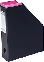 Лоток для бумаг вертикальный А4 70мм Модерн, ПВХ, складной, черный/фуксия, Bantex