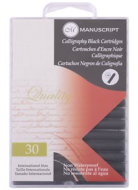 Картриджи черные 30шт "Fountain Pen", 38мл, блистер, Manuscript 