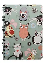 Записная книжка А6 80л кл. "Котейки" спираль, Kairui