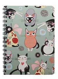 Записная книжка «Котейки» А6, 80 листов в клетку, спираль, Kairui