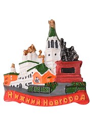Магнит Коллаж Храм с памятником (Нижний Новгород) (керамика) (022-04U-76-1)