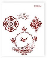Трафарет пластиковый многоразовый Ласточки в корзинке (20х25) (Л-066)