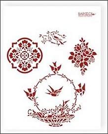 Трафарет пластиковый многоразовый Ласточки в корзинке (20х25) (Л-066)
