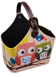 Корзинка для мелочей с ручкой Две совы на светлом фоне 18*25см 12-06649-JC02-5