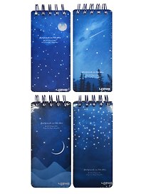 Блокнот А6- 116л 75*150 "Starry night" карт.обл., гребень, ассорти, Lenwa