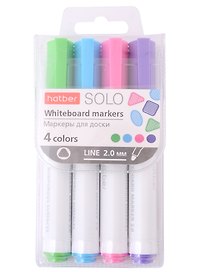 Маркеры для досок Hatber, Solo Fun colors, 4 цвета 2 мм