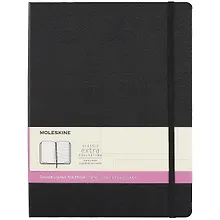 Книга для записей А5+, 96 листов в линейку/нелинованная "Classic Double Xlarge", твердая обложка, черный, ляссе, Moleskine