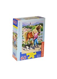 Пазлы 60 MIDI B-06755 Прогулка с пони и собакой (32х23см) (5+) (коробка) (Castorland)