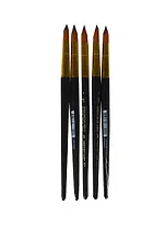 Кисть синтетика под колонок круглая №9 ручка короткая черная, серия 1S15, ЖК