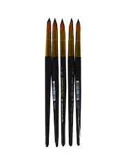 Кисть синтетика под колонок круглая №9 ручка короткая черная, серия 1S15, ЖК