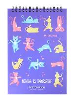 Скетчбук А5 40л "Йога кошки" 120г/м2, тв. обложка, евроспираль