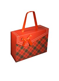 Коробка подарочная "Шотландка" 22*15*5,5см,  на магните, красная, картон, Хансибэг