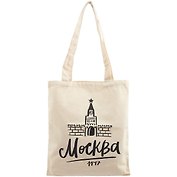 Сумка Москва Кремль (бежевая) (текстиль) (40х32) (СК2020-32)