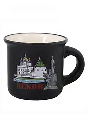 Кружка-мини черная Псков (5см) (фарфор) (Псков) (065-9-M-25-BL)