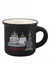 Кружка-мини черная Псков (5см) (фарфор) (Псков) (065-9-M-25-BL)