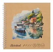 Скетчбук 190*190 30л "DRAFT and CRAFT. Regatta", 180г/м2, обложка крафт картон, евроспираль