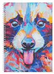 Тетрадь А4 96л кл. "Живописные звери" мел.картон, мат.ламинация, евроспираль