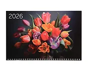 Календарь квартальный 2026г 297*695 "Цветы" настенный, трёхблочный, спираль