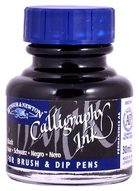 Тушь для каллиграфии 30мл черная (синяя крышка), Winsor&Newton