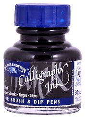 Тушь для каллиграфии 30мл черная (синяя крышка), Winsor&Newton