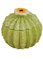 Шкатулка Кактус с цветком (керамика) (9,5х8,5)