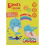 Бумага цветная 7 цветов, 7 листов, А4, с блёстками, 180г/м2, Каляка-Маляка
