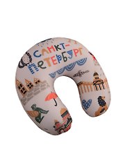 Подушка на шею антистресс «СПб Символы города», (35х35 см), (бежевый)