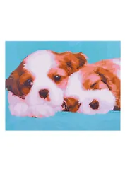 Холст с красками 17х22см по номерам, в коробке (14цв.) Милые щенки Спаниеля (Арт. ХК-8158)