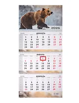 Календарь квартальный 2026г 297*695 "Дикие и свободные" настенный, трёхблочный, спираль