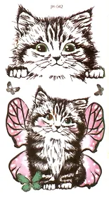 Тату "Котики ч/б" (2 вида) (6х10,5см)