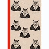 Скетчбук А5, 80л. Модные филины 7БЦ матовая лам., сшитый блок, бумага черная,тонир.