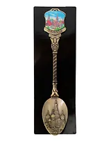 Ложка сувенирная Москва Коллаж - ХВБ (металл, фольга) (цв.бронза) (221BR-20-18)