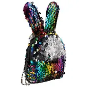 Сумочка-рюкзачок на молнии с пайетками Ушки (10см) (текстиль)