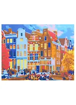 Холст с красками по номерам "Уютный и красочный Амстердам", 17 х 22 см