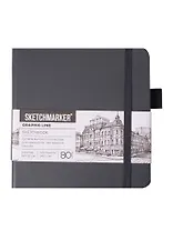 Скетчбук 12*12 80л "Sketchmarker" графитовый, 140г/м2, слоновая кость, тв.обл.