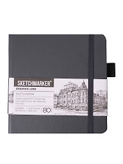 Скетчбук 12*12 80л "Sketchmarker" графитовый, 140г/м2, слоновая кость, тв.обл.